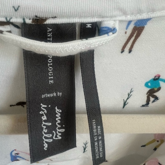 new medium Anthropologie briar piped pajama top button down ice skate winter ski - Picture 5 of 16